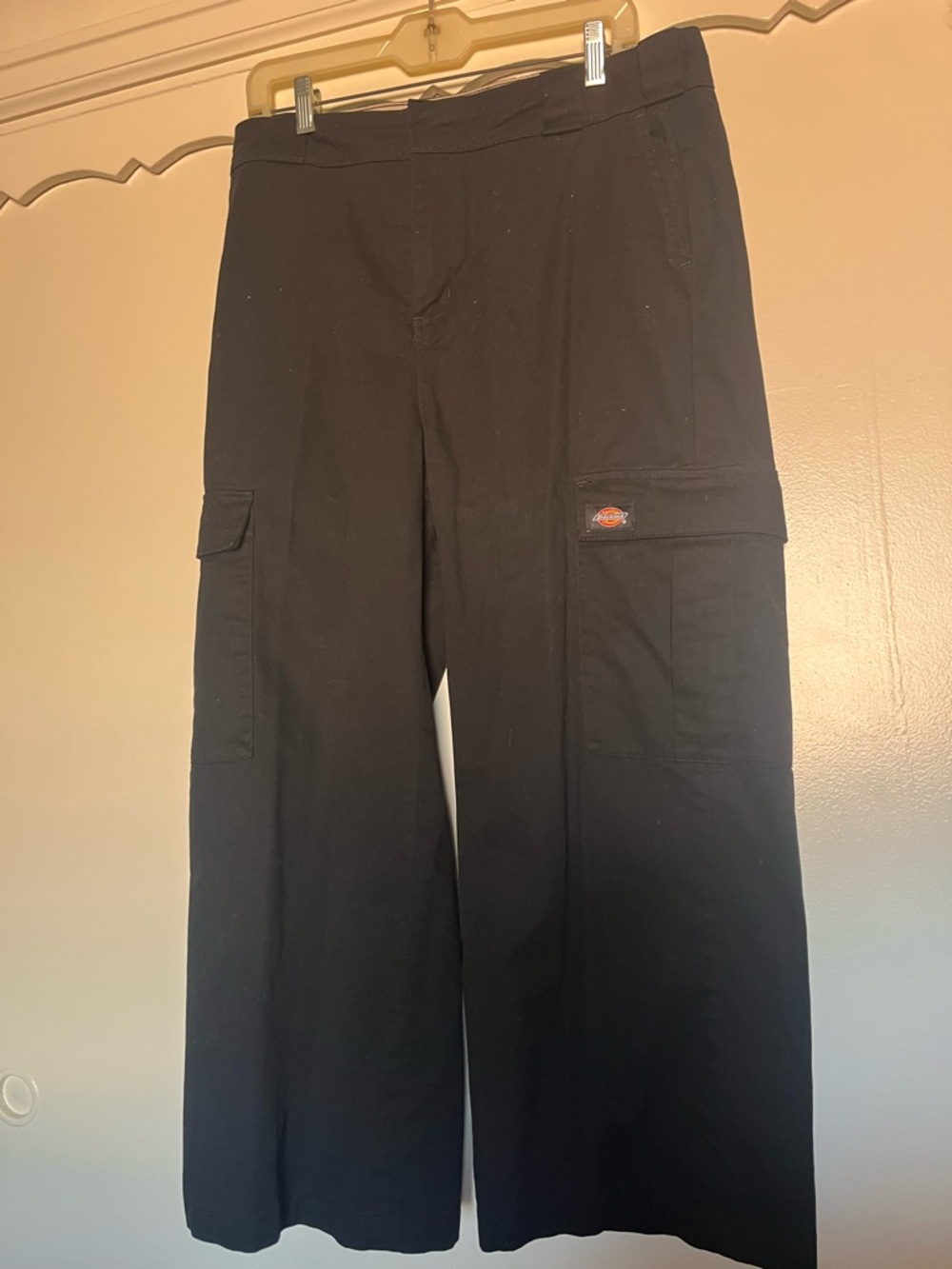 Dickies Cropped Wide Leg Black Cargo Work Pants